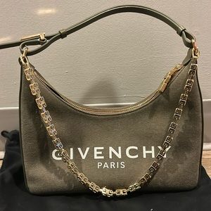 Givenchy Moon Cut Out Small Canvas Shoulder Bag - Green